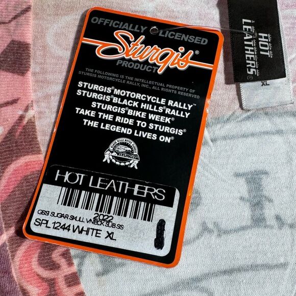 Vintage Sugar Skull Top XL Slim Y2K Print Goth V-Neck Biker Rave Rock Summer - Picture 10 of 10